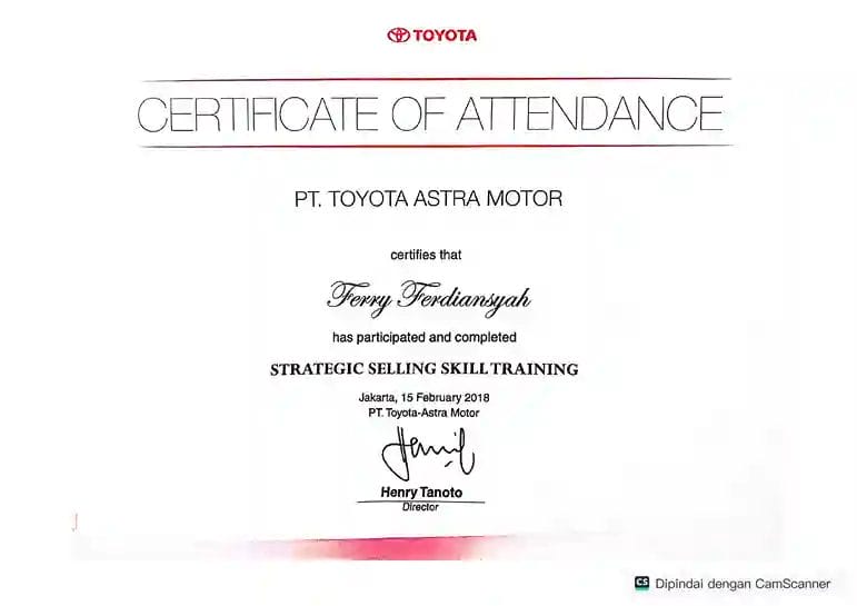 Kontak Sales Toyota Auto2000 Certificate Of Attendance